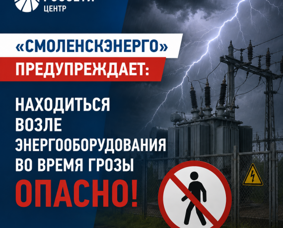 «смоленскэнерго» предупреждает: находиться возле энергооборудования во время грозы опасно - фото - 1